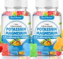 softbear Azúcar Gratuito Potasio Magnesio Gummies para Adultos Niños, Alta Absorción Potasio Suplemento Gummies Apoyo Leg Cramps & Muscle & Immune Health, Delicious Mixed Fruit Flavor 120 Conde