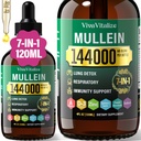 Mullein Drops for Lungs,144000mg Mullein Leaf Extract for Lungs Cleanse & Respiratory Function Healthy Breathing Immune, Digestive System, Natural Herbal Supplement Sugar & Alcohol-Free,120-Day Supply