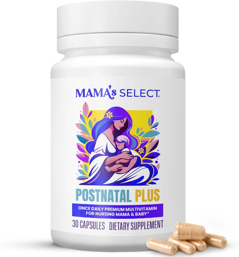 Vitaminas posnatales seleccionadas de mamá – Boost Hair Recovery, Milk Supply, " Wellness – Libre de alérgenos, vegano, MTHFR Friendly, Methylated Folate " B Vitaminas, Easy-to-Swallow, No Biotin - 30 cápsulas