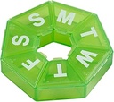 EZY DOSE Organizador semanal, Caja de Medicina y Planificador de Vitaminas, Planificador de Píldoras de Viaje, Almacenamiento Portable, 7-Sided, Verde, BPA Gratis