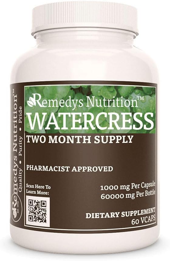 Remedy's nutrition Watercress | 1,000 mg, 60 Vegan Capsules Herbal Dietary Supplement | Two Month Supply