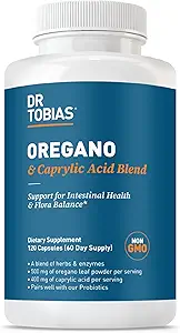 Dr. Tobias Oregano y Acid Blend caprílico, Complejo Gut Flora Balance con Probióticos " Enzymes for Intestinal and Immune Support, Gut Health Supplements for Women ' Men, 120 Capsules, 60 Servings