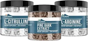 Elementos terrestres Pine Bark, L-Arginine, & L-Citrulline Capsule Bundle, 200 Capsules Cada uno, Puro " Undiluted, No Additives