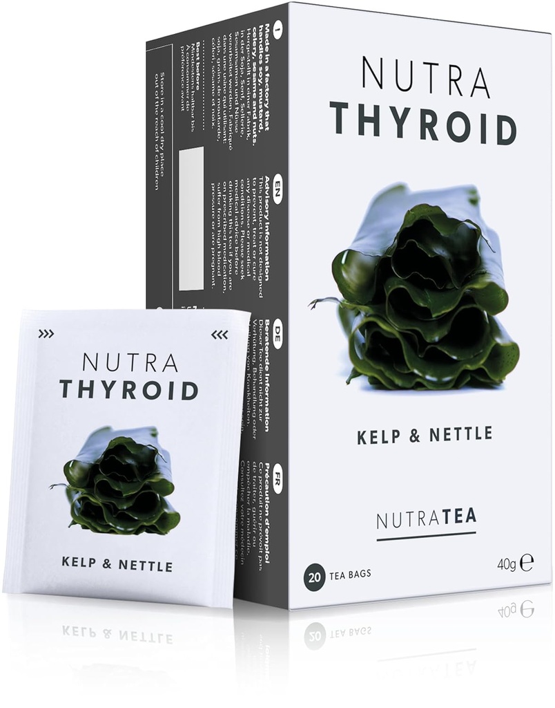 NUTRATHYROID - Tiroid Health Tea TENIDO Metabolism Tea - Proporcionar soporte para tiroides - Incluye Kelp, Bladderwrack & Ashwagandha - 60 Bolsas de té desarrolladas - por Nutra Tea - Herbal Tea - (3 Pack)