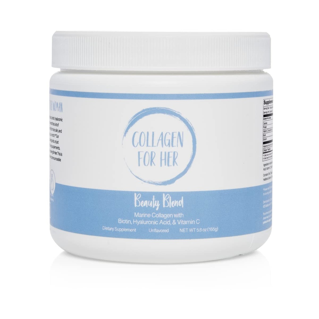 Collagen For Her - Marine Collagen Beauty Blend - Hydrolyzed Collagen Protein Powder, Hyaluronic Acid, Biotin, Vitamin C | Hair, Skin, Nail Supplement for Women (30 Servings)