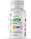 5-HTP 200 MG Plus Calcio y Magnesio para funciones de humor, sueño y cerebro – 1 cápsula por servicio, 60 cápsulas