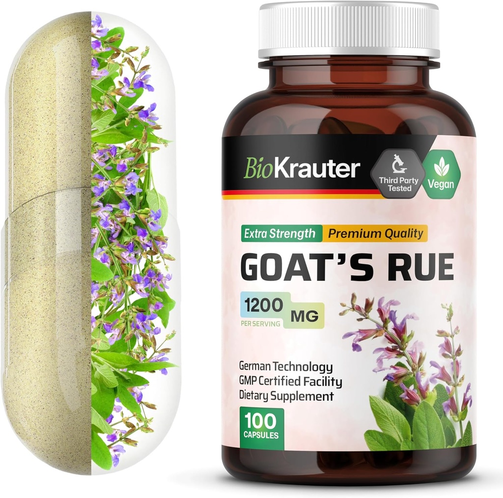 BIO KRAUTER Goats Rue Lactation Support Capsules 1200 mg - 100 Conde - Goats Rue Capsules - Suplementos de lactancia natural
