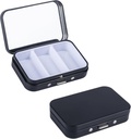 2Pack Pill Box 3 Caja de Píldora de Compartimiento, Caja de Píldora de Metal Portátil con Espejo para Medicina, Vitaminas, Aceite de Pesca y Suplementos, Caja de Píldora Portátil para Bolsillo o Púrpura(Black)