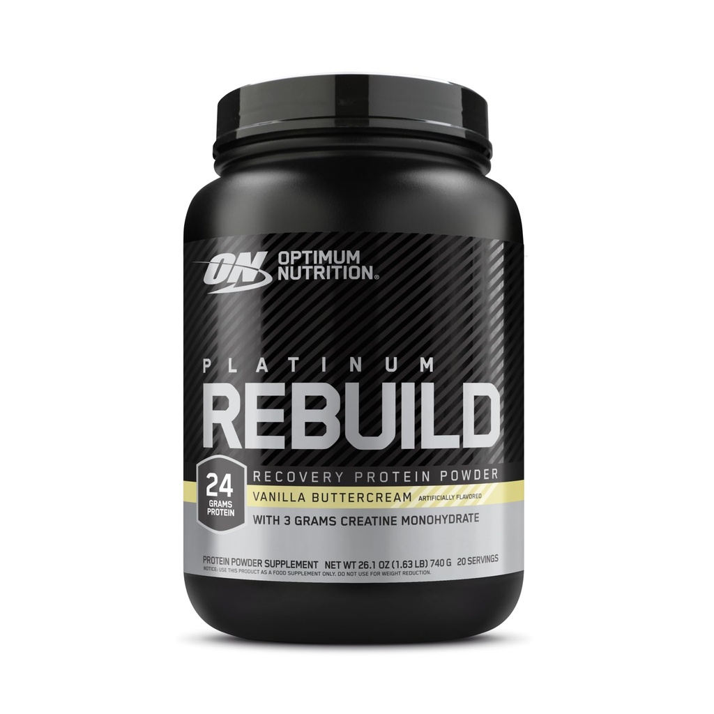 Optimum Nutrition Platinum Rebuild, Premium Platinum Blend Protein Powder with Creatine, Vanilla Buttercream, 20 Servings