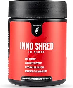 Inno Shred Fat Burner for Hombres and Women with 100mg Capsimax, Grains of Paradise, Organic Caffeine, Green Tea Extract, Appetite Suppressant, Weight Pérdida (60 Veggie Capsules)