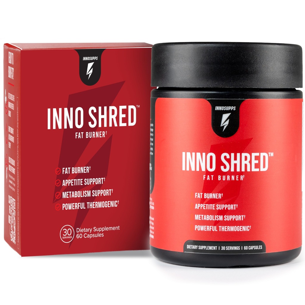 Inno Shred Fat Burner for Hombres and Women with 100mg Capsimax, Grains of Paradise, Organic Caffeine, Green Tea Extract, Appetite Suppressant, Weight Pérdida (60 Veggie Capsules)