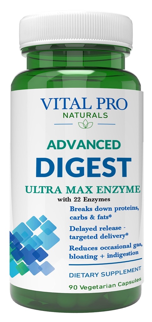 Vital Pro Naturals – Avanzado Digest Natural Enzyme Apoyos La desintegración de proteínas, grasas y carbohidratos y reduce el gas ocasional, el rubor y la indigestión 90 cápsulas