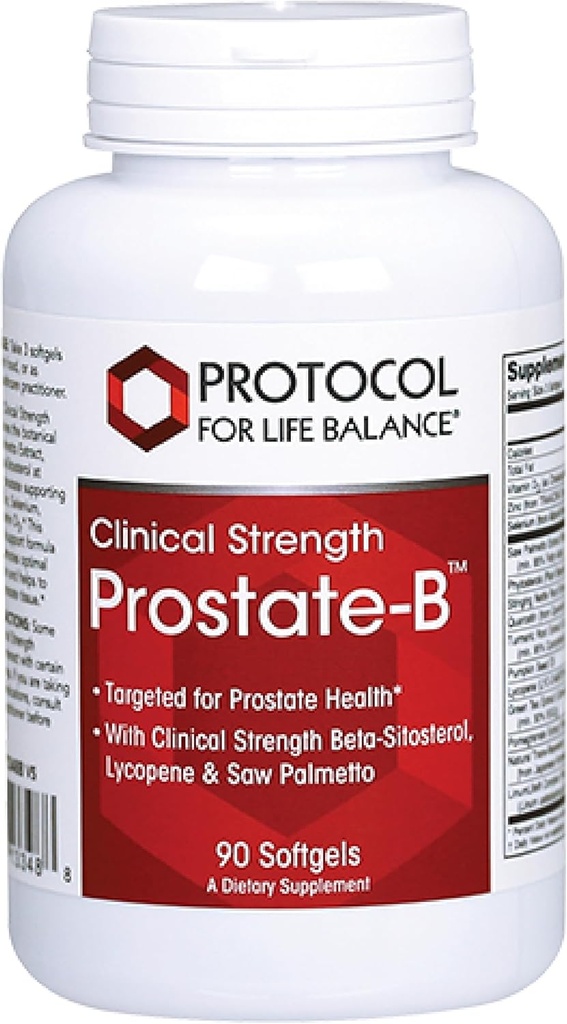 PROTOCOLO PARA LA VIDA BALANCE Prostate-B Clinical Strength - Prostate Health Supplement for Men - with Beta Sitosterol, Lycopene & Saw Palmetto - Halal & Dairy Free - 90 Softgels