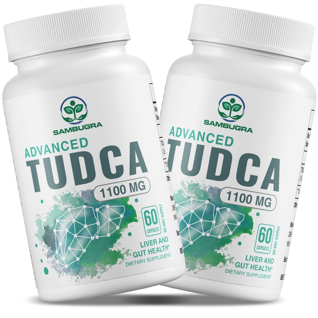 TUDCA Suplementos 1100mg, 3a Parte testó TUDCA Suplemento del hígado para la limpieza del hígado desintoxicación y reparación, soporte para sal de bilis de ultra fuerza, 120 cápsulas (Pack of 2)