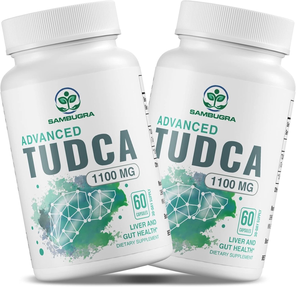 TUDCA Suplementos 1100mg, 3a Parte testó TUDCA Suplemento del hígado para la limpieza del hígado desintoxicación y reparación, soporte para sal de bilis de ultra fuerza, 120 cápsulas (Pack of 2)