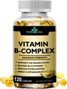Vitamina B-Complex + CoQ10 + Vitamina C - Max Strength Supplement for Energy, Metabolism Support, 120 Softgels, 60 Day Supply