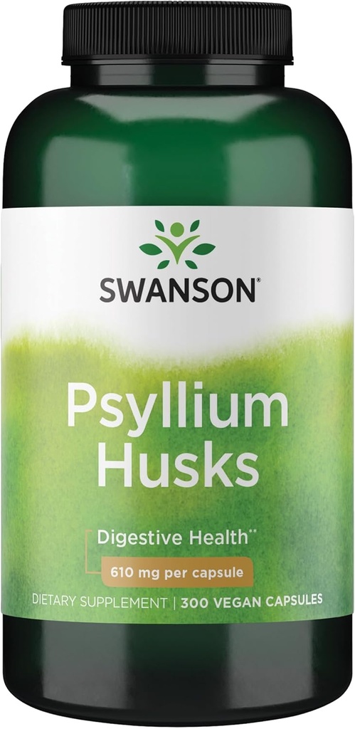 Swanson Psyllium Husk Suplemento dietético de fibra 610 mg 300 cápsulas