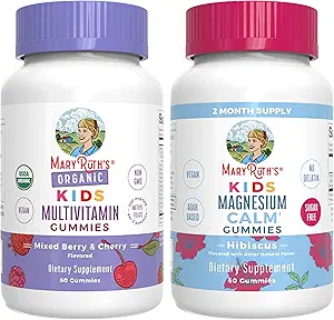MaryRuth's Gummies for Kids–USDA Organic Multivitamin (Mixed Berry & Cherry), &amp; Magnesium Calm (Hibiscus) Silencio No Gelatin! ← Vitaminas para la Inmunidad, Gut Health, > Wellness general ← Vegan, Non-GMO