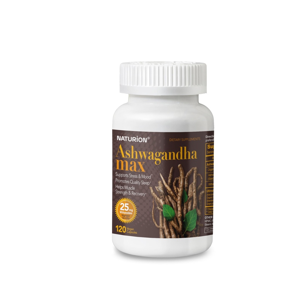 Ashwagandha Max - Organic Ashwagandha Powder & Root Extract with Ultimate Berry Blend, Supports Relaxation, Mood Balance, Stress Relief, Sleep & Muscle Recovery - 120 Vegan Capsules, 60 Day Supply