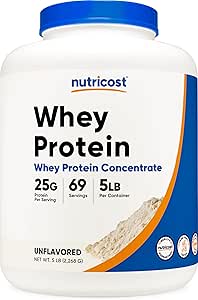Nutricost Whey Protein Powder, Unflavored, 5 libras - de Whey Protein Concentrate