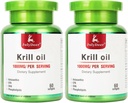 2 Botellas Antártico Krill Oil 1000 mg con Omega-3 EPA, DHA, Astaxanthin y Phospholipids 60 Softgels Suplemento No Fishy Aftertaste for Joint, Heart, Brain and Immunity - 120 Softgels