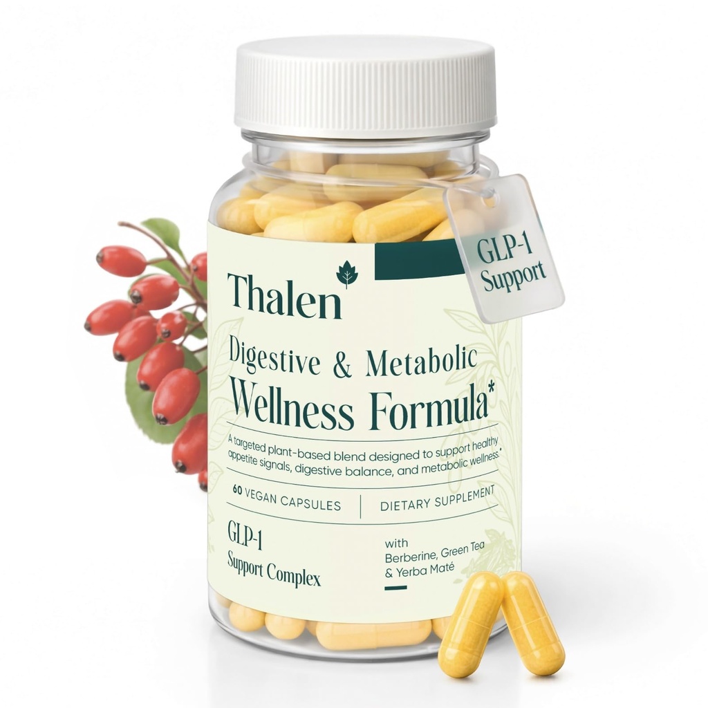 THALEN Appetite Control & Metabolic Support Supplement – GLP-1 Support Complex with Berberine HCL, Green Tea EGCG & Cinnamon for Digestive Balance – 60 Vegan Capsules