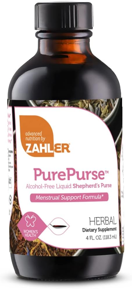 Zahler PurePurse, Liquid Sheperd’S Purse que ayuda a reducir la mancha, All Natural Liquid Menstrual Support Fórmula, Certified Kosher,4oz