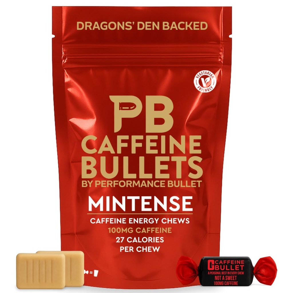 Caffeine Bullet Energy Gel Upgrade - Mint Chews *16 – Faster Boost Than Tablets and Gum. 100mg Por Serving - Sport Science for Running, Cycling, Gaming & Pre Workout Endurance Kick.