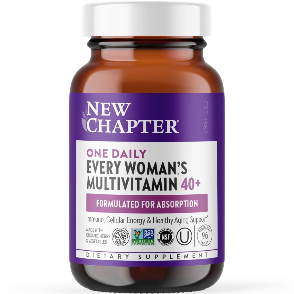 Nuevo Capítulo Multivitamina de Mujeres 40 Plus para Energía, Envejecimiento Saludable + Soporte Inmunitario con 20+ Nutrientes - Cada Mujer Uno diario 40+, Sujeto en el Stomach, 96 Cuenta