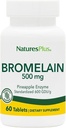 Natures Plus Bromelain - 500 mg - Suplemento Proteolítico Natural - 60 Tabletas Vegetarianas (60 Serviciones)