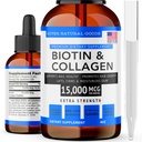 Super Natural Goods Biotin &amp; Collagen Vitaminas - Peluquería, Salud Gut, Anti-Envejecimiento, Cuidado de la piel " uñas - Hecho en EE.UU., No-GMO " Cruelty Free (4 Ounce- 15,000mcg)
