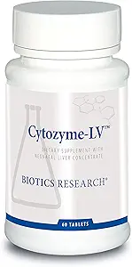 Biotics Research Cytozyme LV Neonatal Liver, Supports Healthy Liver Function and Serum Albumin, Excelente Fuente de B Vitaminas e Hierro, SOD, Catalase, Potent Antioxidant 60 Tablets