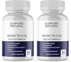 Oficial... 2 Pack Neuro Tech IQ Brain Supplement - Neurotech Iq Focus Formula Enhancement Pills (120 cápsulas)