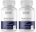 Oficial... 2 Pack Neuro Tech IQ Brain Supplement - Neurotech Iq Focus Formula Enhancement Pills (120 cápsulas)