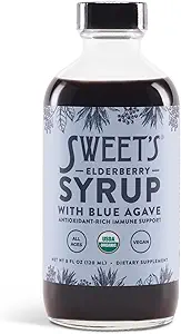 Elderberry Syrup with Blue Agave ← Immune Support ← USDA Organic Certified ← No-GMO Silencio Vegan Silencioso libre (8 oz)