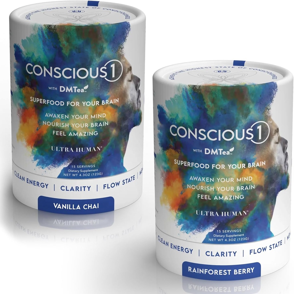 Ultra Human CONSCIOUS1 - Focus Boosting Superfood Blend Vanilla Chai &amp; Rainforest Berry Variety Pack