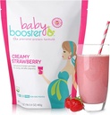 Baby Booster Pregnancy Protein Powder Vitamin Supplement Shake - OB/GYN Aprobado Prenatal &amp; Postnatal Lactation Use - Morning Sickness Relief with Vegan DHA and Methyl Folate - Creamy Strawberry, 1 lb