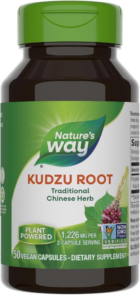 Way Kudzu Root, 1.226 mg por 2-Capsule Serving, Non-GMO Project Verified, 50 Vegan Capsules (Packaging May Vary)