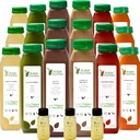 7 Day Protein Juice Cleanse by Raw Fountain, All Natural Raw Detox Cleanse, Cold Pressed Fruits, Vegetables, Vainilla y Chocolate Flavor, Tasty and Energizing, 42 Bottles 12oz, 3 Ginger Shots