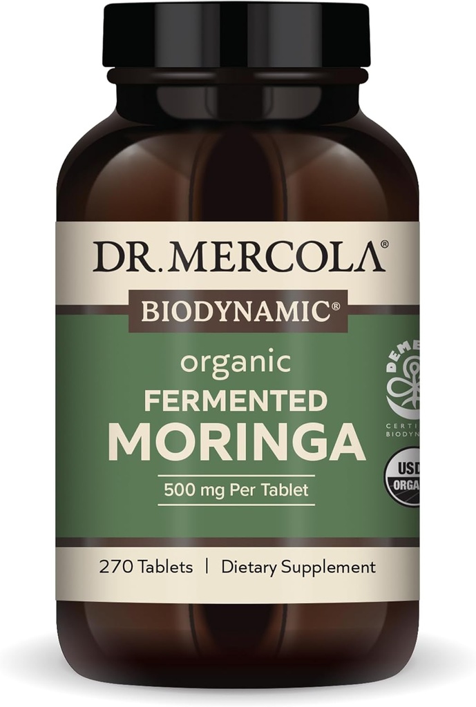 Dr. Mercola - Biodinámica Orgánica Fermentada Moringa Suplemento dietético, 270 Serviciones (270 Tablas)