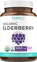 Cápsulas de Elderberry Orgánica - 10:1 Extracto Niveles de 5.000 mg de Elderberries Fresco (Vegan) para Immune Support, Alergía, Sinus Relief - Sambucus Nigra - Black Elderberry - 30 Cápsulas (No Pills o Gummies)