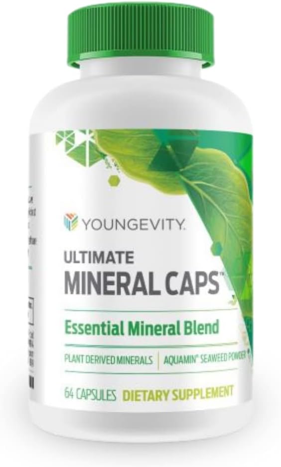 Youngevity Ultimate Mineral Caps™ - 70+ Essential Full Spectrum Trace Minerals - Nutrient-Dense, Derived from Humic & Aquamin Seaweed (64 Capsule)