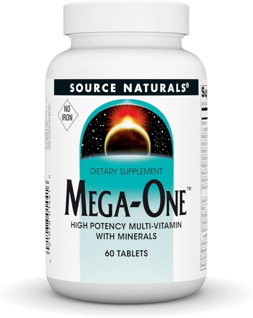 Fuente Natural Mega-One Multiple No Iron Tablet, 60 Cuenta