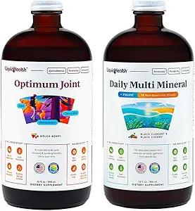 LIQUIDHEALTH Optimum Joint Glucosamine Chondroitin Supplement & Daily Multi Mineral Multivitamin Bundle for Men &amp; Women - Sea Trace Minerals, Bone & Joint Health, Immune Support - Made in USA, Non-GMO