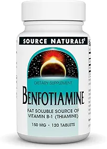 Fuente Natural Benfotiamina, Fuente Soluable Grasa de Vitamina B-1, 150 mg - 120 Tabletas