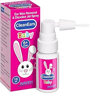 NAVEH PHARMA® CleanEars Baby ← Acción rápida Ear Wax Removal Spray  Breaks Down " Dissolves Earwax in Just 1 Treatment ← Clínicaly Proven to Be 300% More Effective ← Mineral Oil, Gentle limitadaSafe ← 0.5 OZ