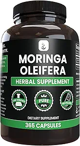Ingredientes originales puros Moringa (365 capsules) No hay magnesio o rifles de arroz, siempre puros, lab verificados