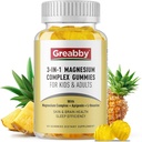 Complejo de magnesio triple Gummies - 800mg Magnesium Glycinate & Citrate, Apigenin & L-Theanine, para niños &amp; adultos, naturalmente dormidos &amp; musculosos calambres (60 conteo)