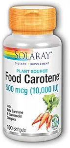 SOLARAY Food Carotene, Vitamina A 10000 UI ANTES Healthy Skin, Eyes, Antioxidant &amp; Immune Support (100 CT)