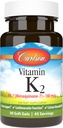 Carlson - Vitamina K2 MK-7 (Menaquinone), 180 mcg, soporte de bonificación, biodisponibilidad de calcio, vitamina K2, vitamina K-2, 90 Softgels